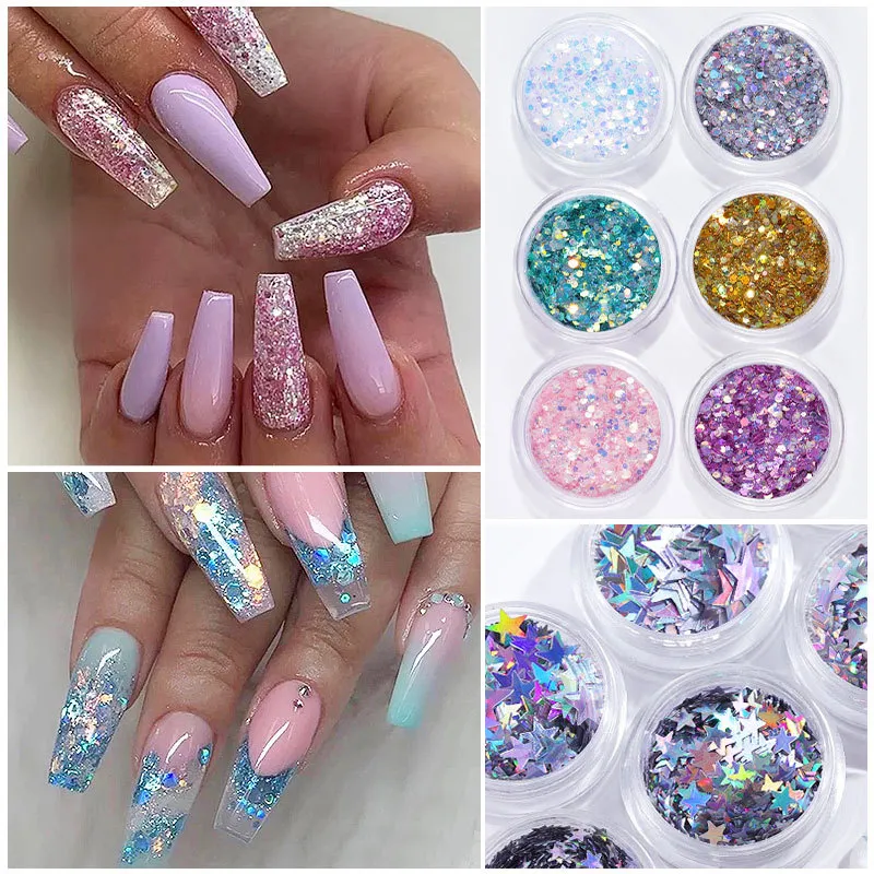 Nail Jewelry Mix Dried Flower Sequin Butterfly Fragment Laser Sequin Set 3D  Nail Art Designs Polish Manicure Accessories