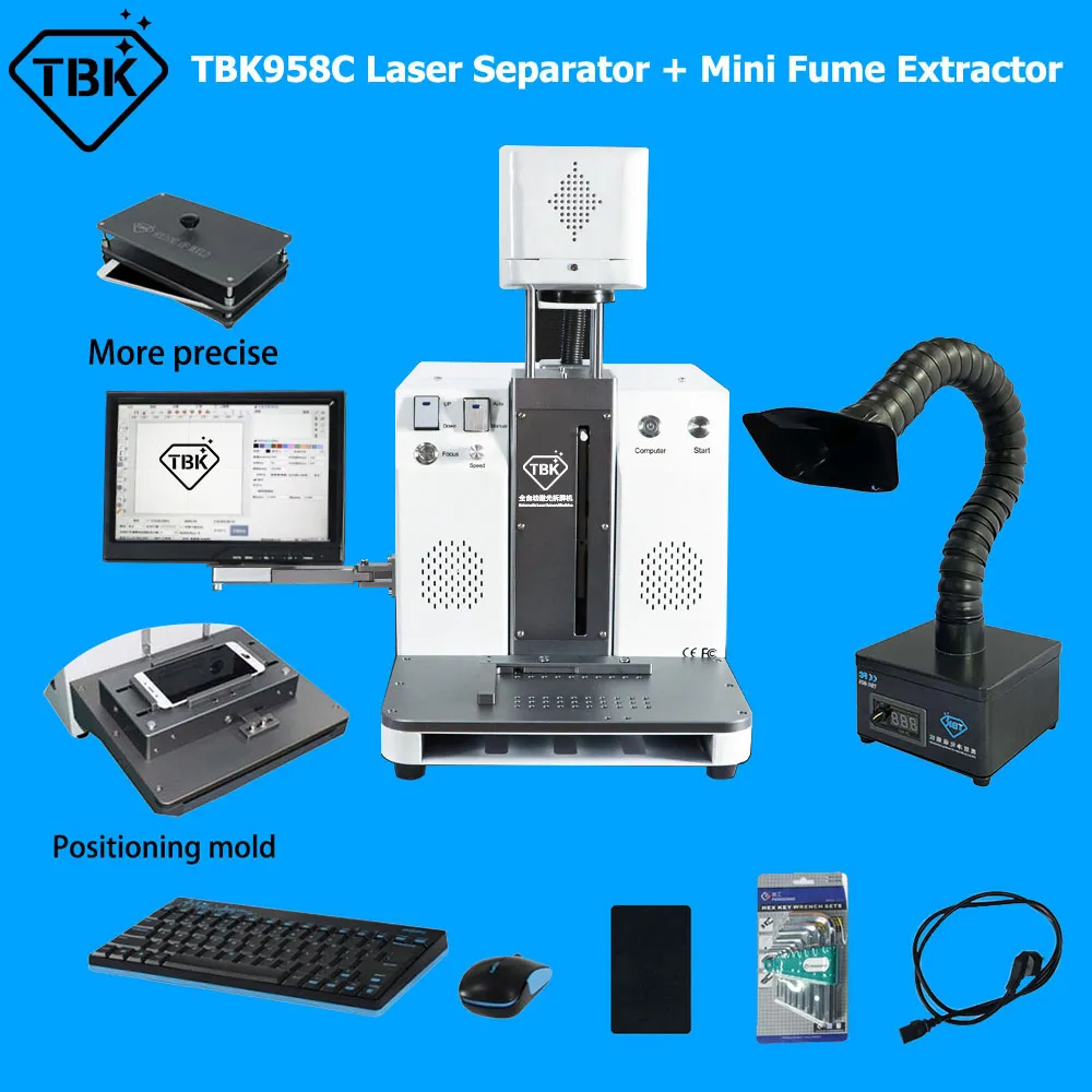 Machine de séparation Laser de verre arrière TBK958C, avec Mini extracteur de fumée, pour iPhone 11Pro Max 8P XR XS, réparation de cadre LCD