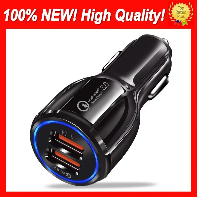 3.0 3.1A Car Fast Charger Dual USB Qualcomm Quick Charge Auto Chargers Dual USB Fast Charging Phone voor mobiele telefoon 100% Nieuwe 100% Fit Hot Sale