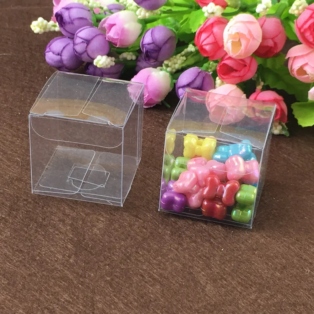 50st 9 * 9 * 9cm Klar plast PVC-lådor för gåvor / choklad / godis / kosmetisk / hantverk fyrkantig transparent PVC-låda