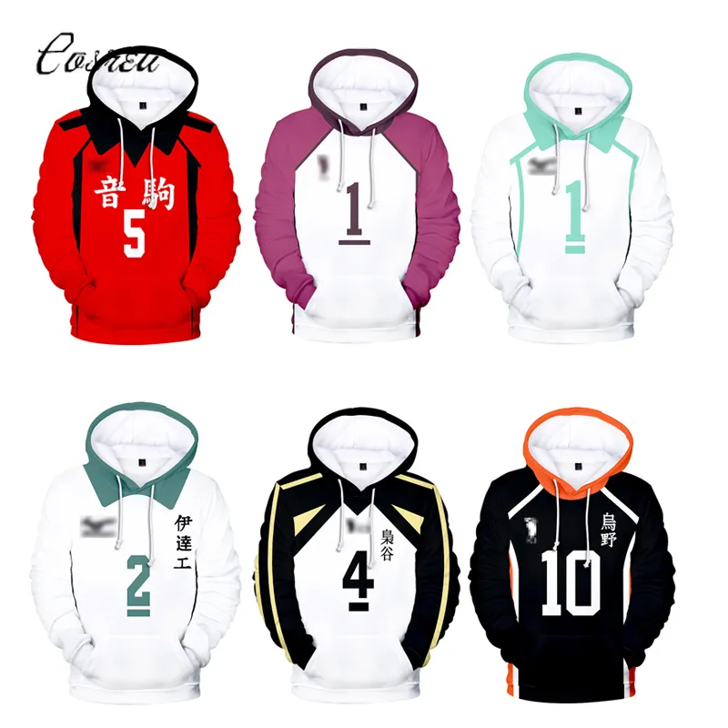 Anime Haikyuu Hoodie Sweatshirt Cosplay Hoody Hinata Shouyou 후드 가드 후드 배구 유니폼 Oikawa Tooru Pullover Tops Boys 200923