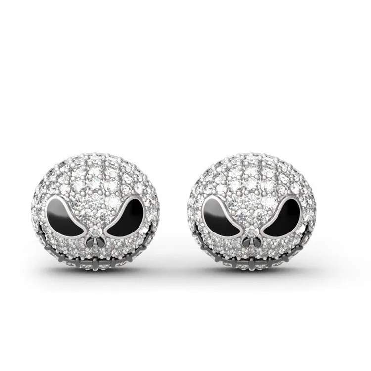 10Pair Nightmare Before Christmas Jack Skull Circle Crystal örhängen Tecknad gotiska festsmycken Stud örhänge Women Girl 200921