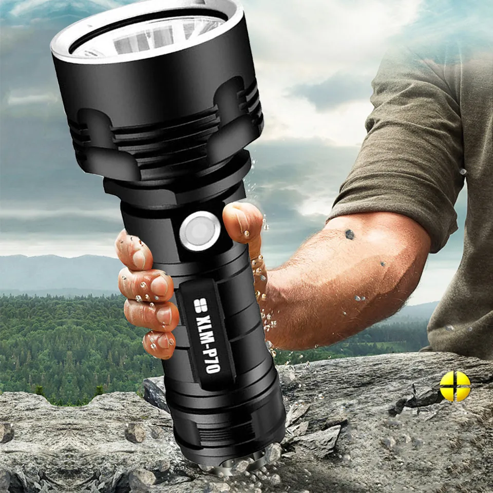 XLM-P70 Ultra Bright LED Flashlight Torch USB Waterproof 3 Mode