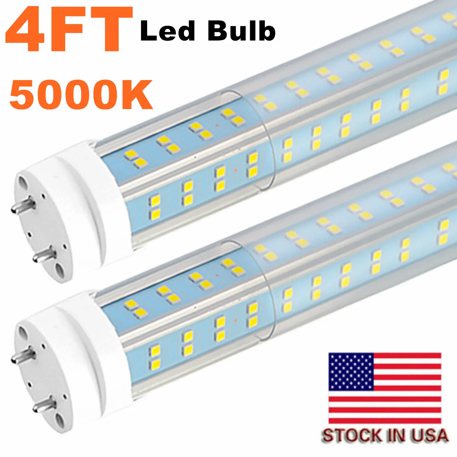 25pcs T8 4FT LED Tube Light Bulbs 60W G13 Bi-Pin Dual-end Powered 6000K Cold White