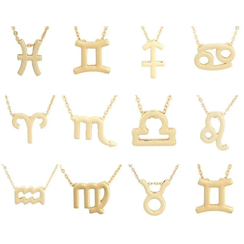 Gold Silver Stainless Steel Star Zodiac Sign Neckless 12 Constellation Pendant Necklace Women Gold Chain Necklace Men Jewelry gift