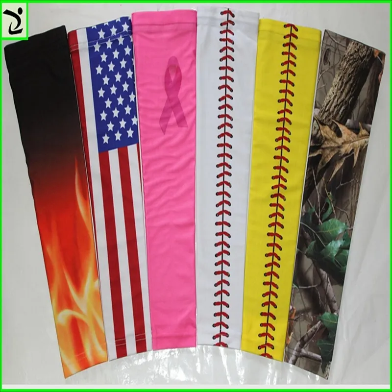 2020 for cancer ribbon arm sleeve baseball stitching Royal Sports Arm Sleeve Basketball Baseball Football Camo 138 colors