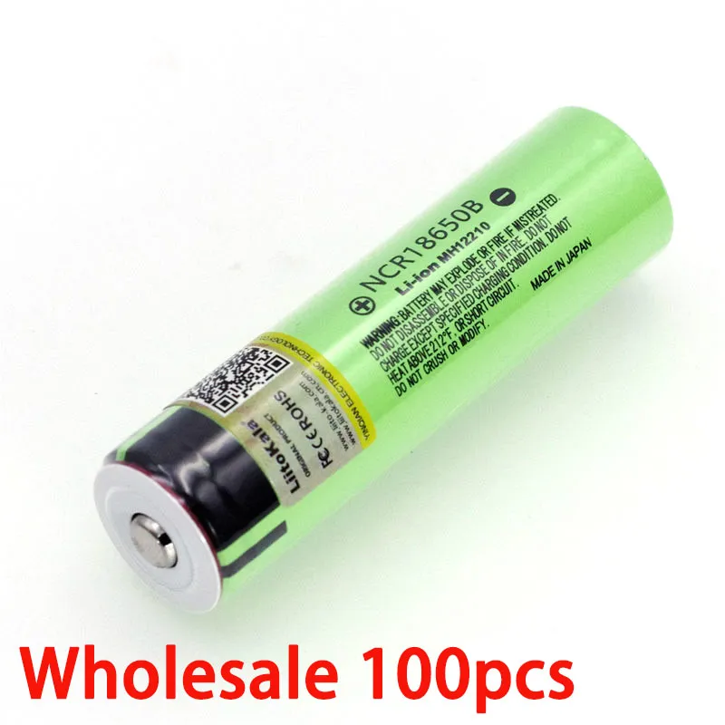 100PRICE LIITOKALA Original NCR18650B 3,7 V 3400 mAH 18650 Lithium Uppladdningsbart batteri med spetsiga (inga PCB) Batterier