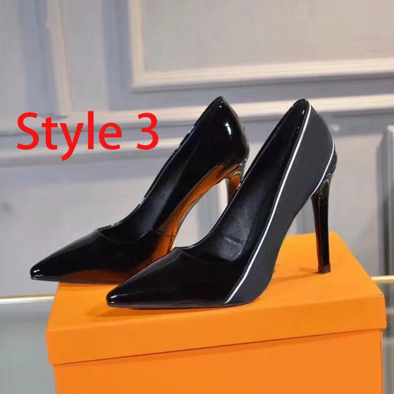 Designer High heeled boat shoes spring autumn Pointed stilettos leather rivet women shoes luxury parties Sexy Letter lady Dress shoes 35-42