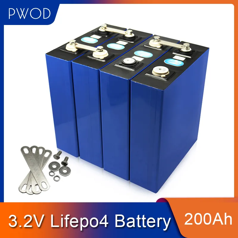 PwOD NYA 16PCS 3.2V 200Ah Lifepo4 Batteri Litiumjärnfosfatcell Solar 48v200AH 24V400AH-celler Not 280AH EU US Tax Free
