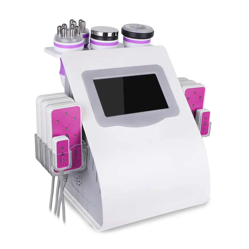 6IN1 VACUUM RF Ultraljud Kavitation Radiofrekvens Slimming Celluliter Remover Machine Lipo Laser Photon LED Hudvård Kroppsvikt Förlora