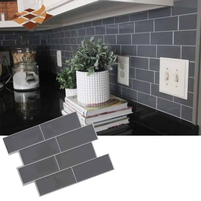 Grey Brick Subway Tile Peel and Stick Self Adhesive Wall Decal Sticker DIY Kitchen Bathroom Home Decor Vinyl 3D