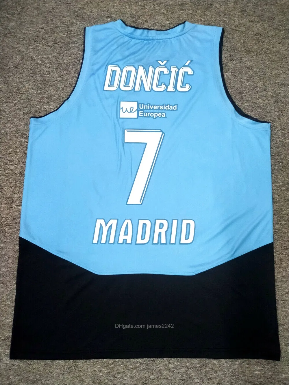 Niestandardowy Luka Doncic # 7 Hiszpania Koszykówka Jersey Euroleague Top Koszulki Print Dowolna nazwa Numer Rozmiar 2xs-3XL Niebieska Darmowa Wysyłka