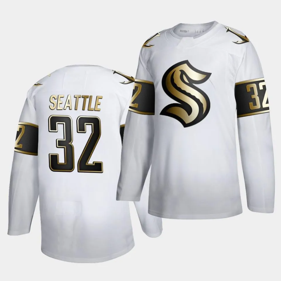  Kraken Golden Edition Jersey 32th New Team 32 KRAKEN Custom Mens Womens Youth Any Name Any Number Hockey Jerseys