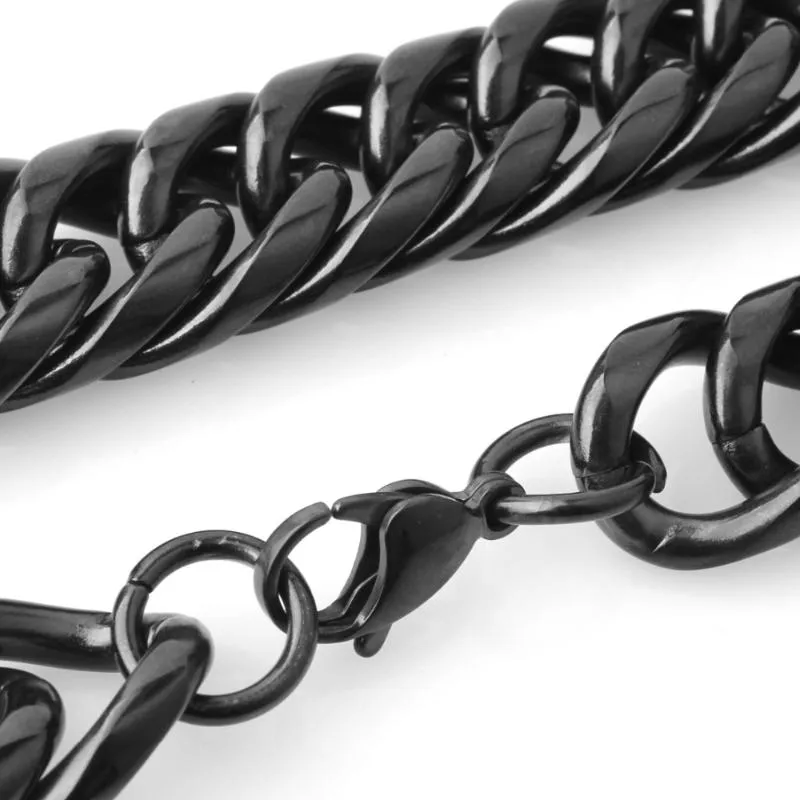 Chains Custom ANY Length 20mm Width Heavy Thick Black Tone Round Curb Cuban 316L Stainless Steel Necklace Link Mens Chain1268S