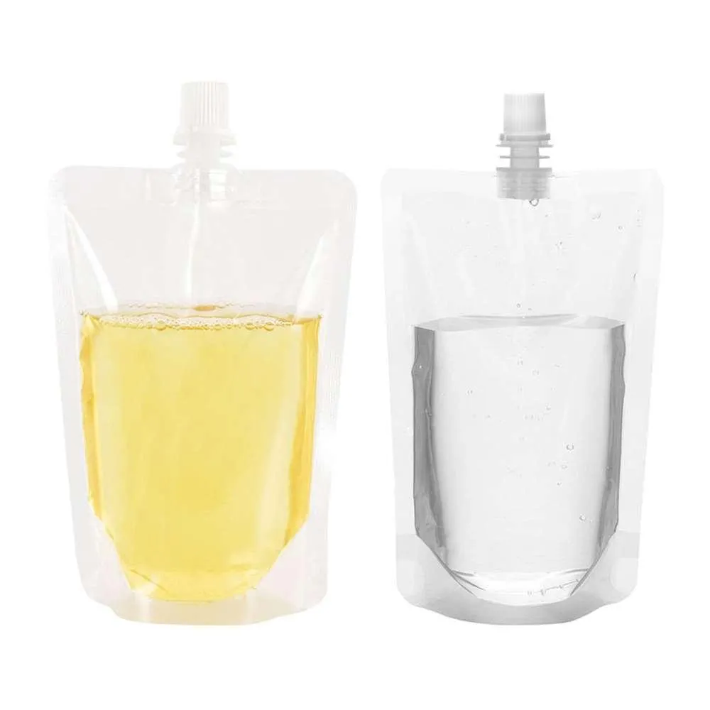Pochette à bec transparente vierge de 250ml, sac d'emballage pour boissons liquides, huile et eau, sacs en plastique debout pour boissons universels