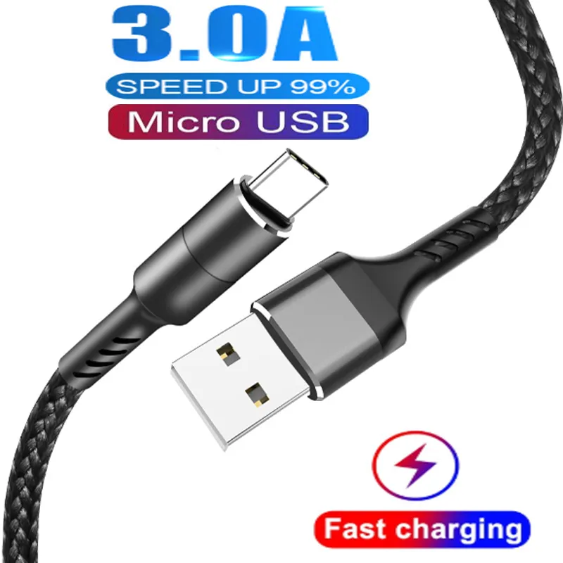 Metallhölje Flätad Micro USB-kabel Hållbar höghastighetsladdning USB Typ C-kabel för smarttelefon