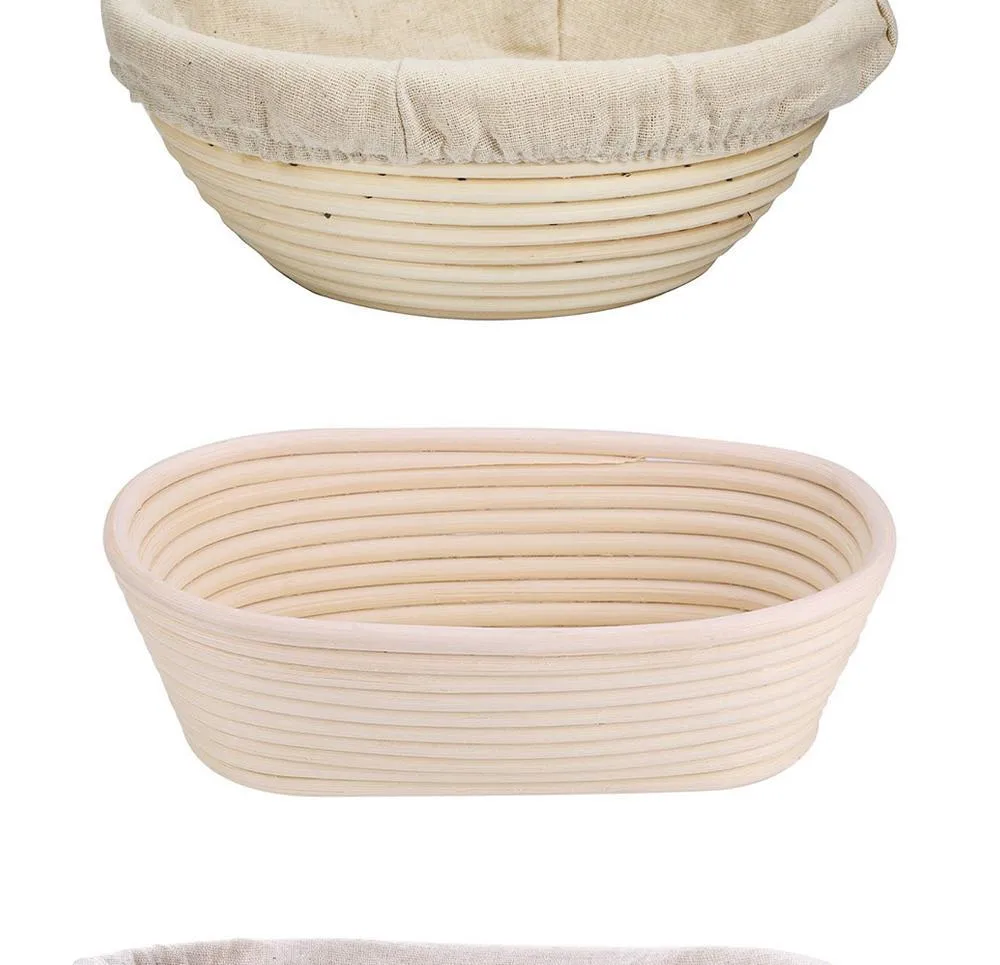 Banneton-cestas de mimbre ovaladas para fermentación de pan, cesta