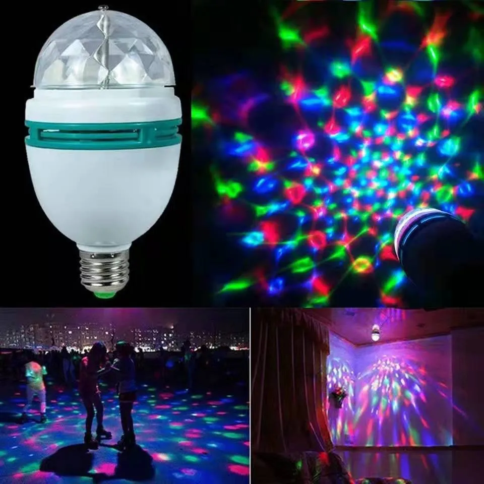 E27 LED RGB 전구 6W 9W 110V 220V 다채로운 자동 회전 프로젝터 크리스탈 LED 무대 조명 마술 공 DJ 파티 디스코 효과 램프