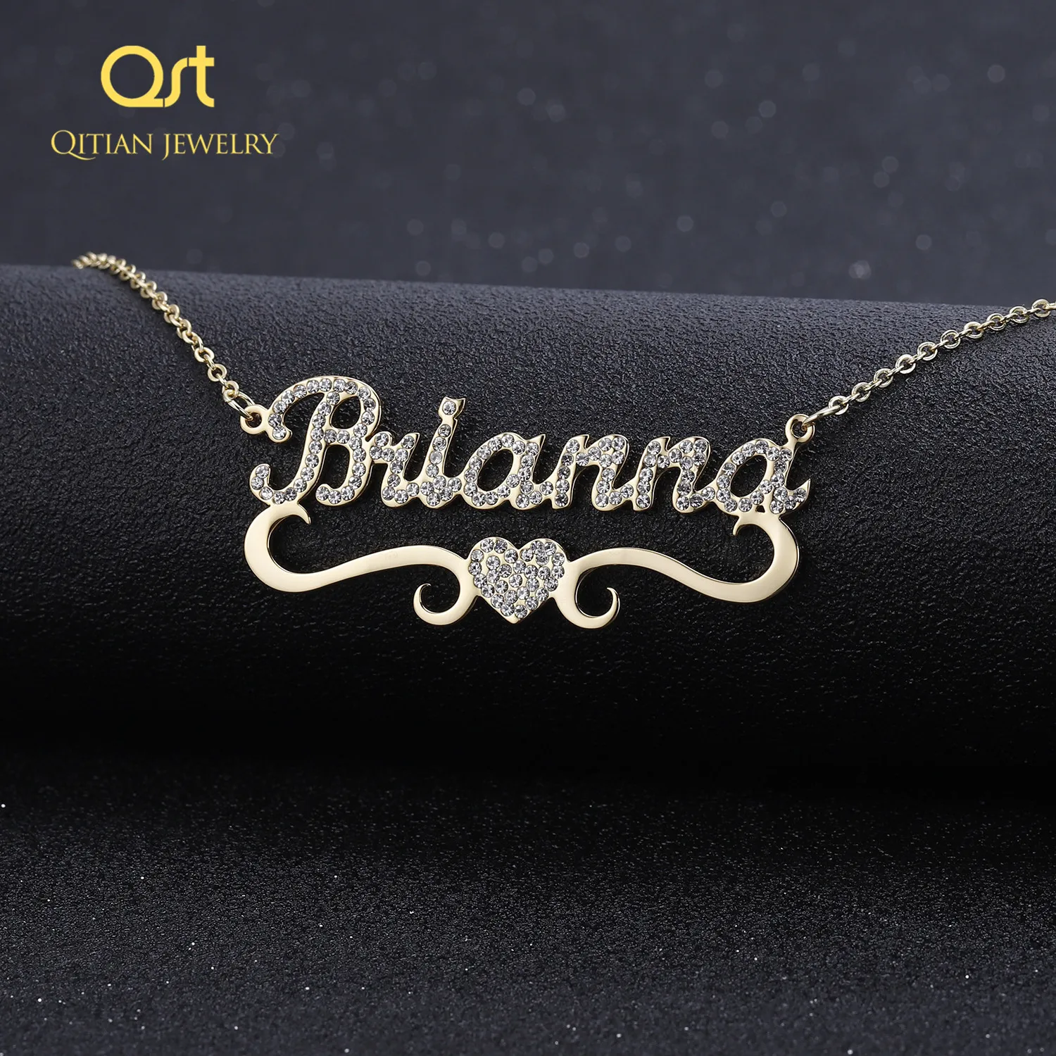 Personalized Jewelry Set Custom Name Necklace with Heart and