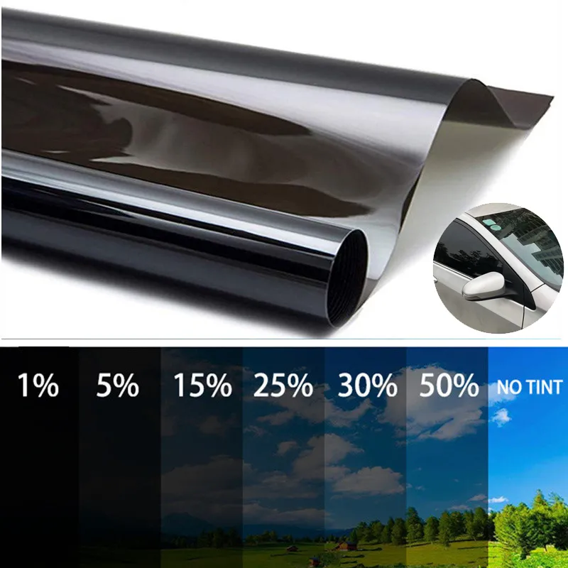 Sonnenschutz, 300 x 50 cm, schwarze Auto-Fenster-Tönungsfolie, Glas, 5 %–50 % Rolle, Auto-Fenster-Tönung für Zuhause, Solar-UV-Schutz-Aufkleber