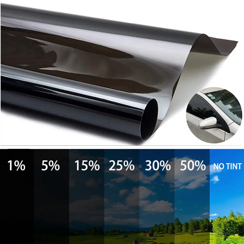 Pare-soleil 300x50cm noir voiture fenêtre teinte Film verre 5%-50% rouleau Auto vitre teintée pour la maison solaire UV protecteur autocollant