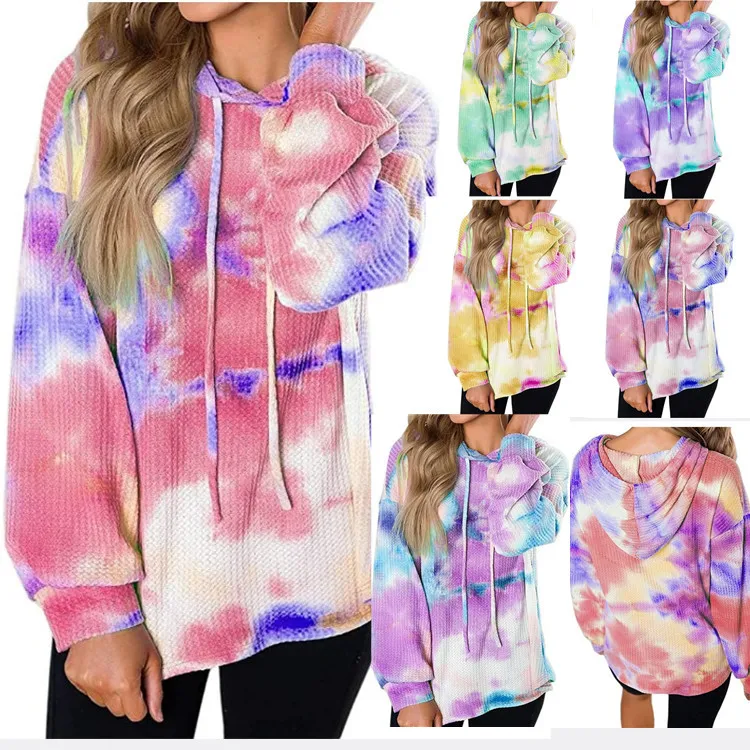 6 cores do inverno Outono mulheres roupa senhora tie dye Hoodie blusas manga longa roupas femininas camisola boutique de maternidade Sweaters M2683