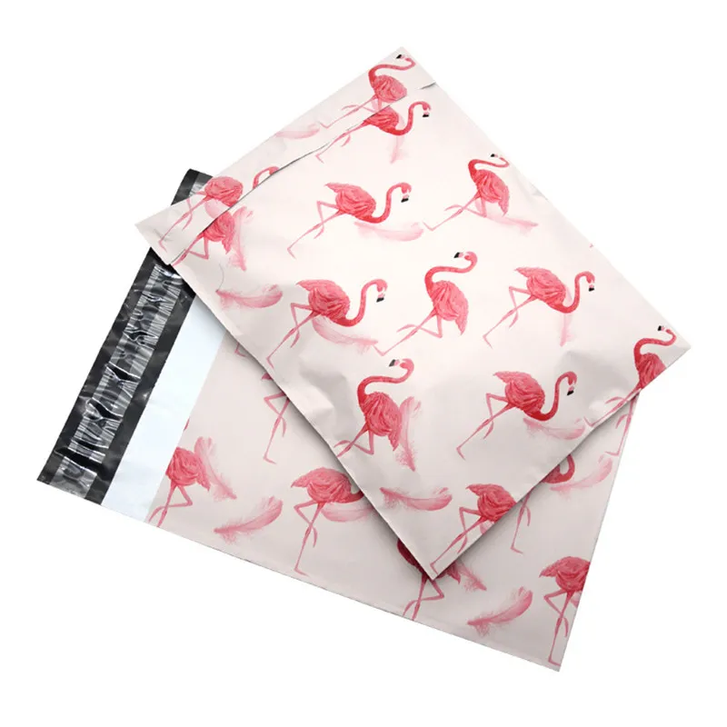 Flamingo 100 pçs/lote plástico Mailer Envelopes Sacos Auto-selo adesivo Sacos de armazenamento Poly Postal Shipping Mailing Bags Frete grátis