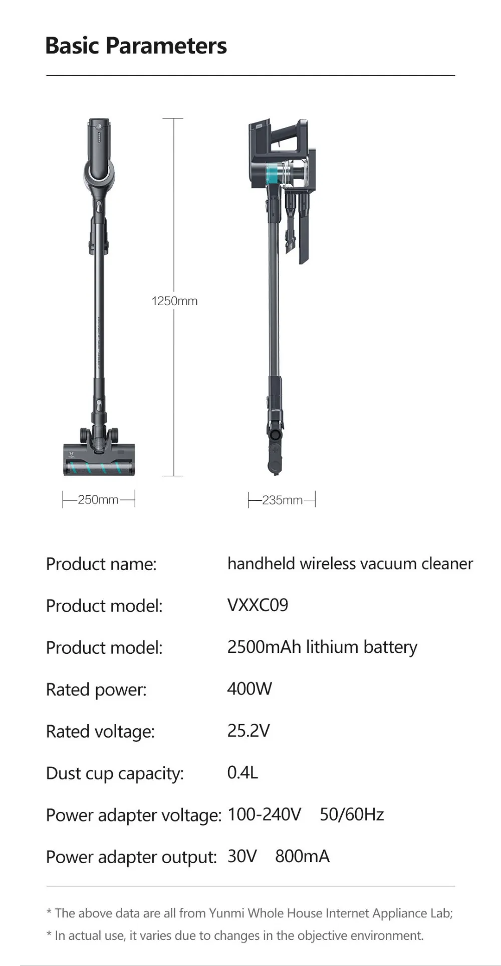 VIOMI A9 Handheld Wireless Vacuum Cleaner Front LED Light 23KPa Portable Cordless floor Carpet Dust Collector, Removable battery 21