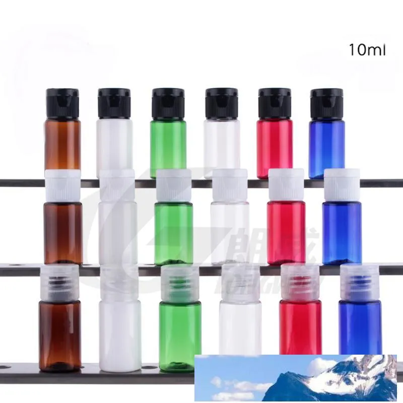 Botella de PET de 10 ml con tapa abatible y reductor transparente, cuentagotas, botella de aceite esencial, botellas de muestra, sin BPA - - Viajes