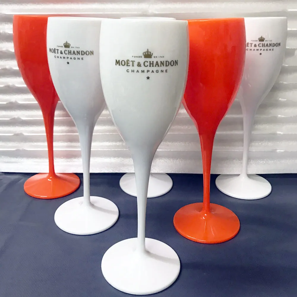 Moet Cups Acrylic Unbreakable Champagne vinglas Plastiskt orange vita Moet Chandon vinglas Ice Imperial vinglas