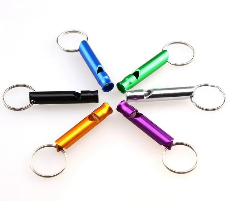 Mini Aluminum Whistle Keychain Dogs Training Keychain Whistle Outdoor Hiking Portable Survival Small Whistle Key Ring Wholesale