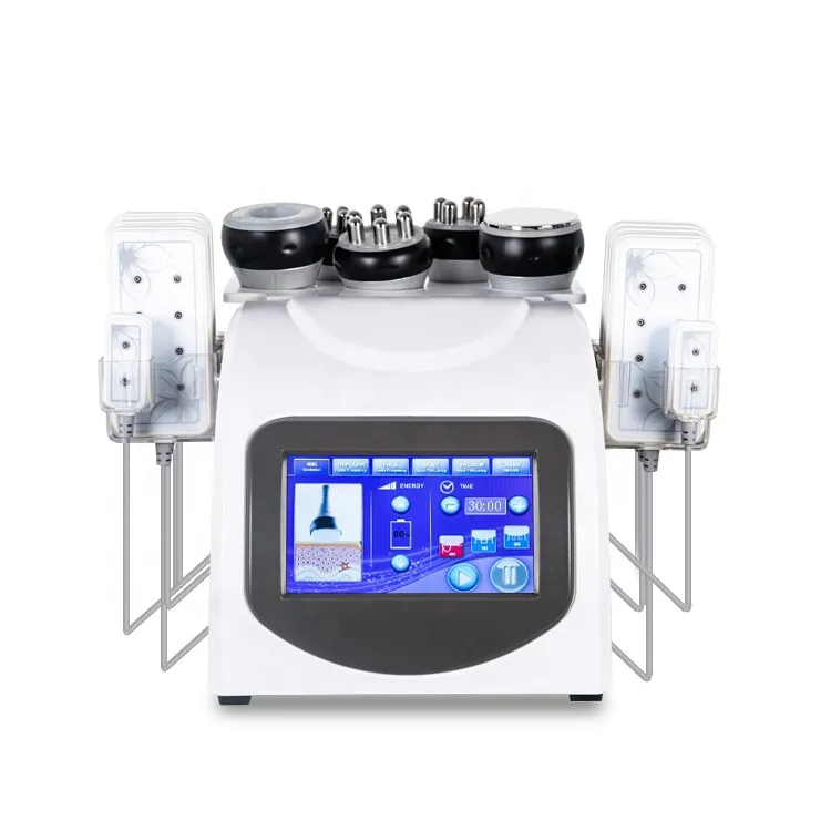 6in1 التجويف بالموجات فوق الصوتية RF ديود يبو ليزر التخسيس فراغ الجسم مكافحة السيلوليت ترددات الراديو وفقدان الوزن آلة الجمال صالون استخدام DHL