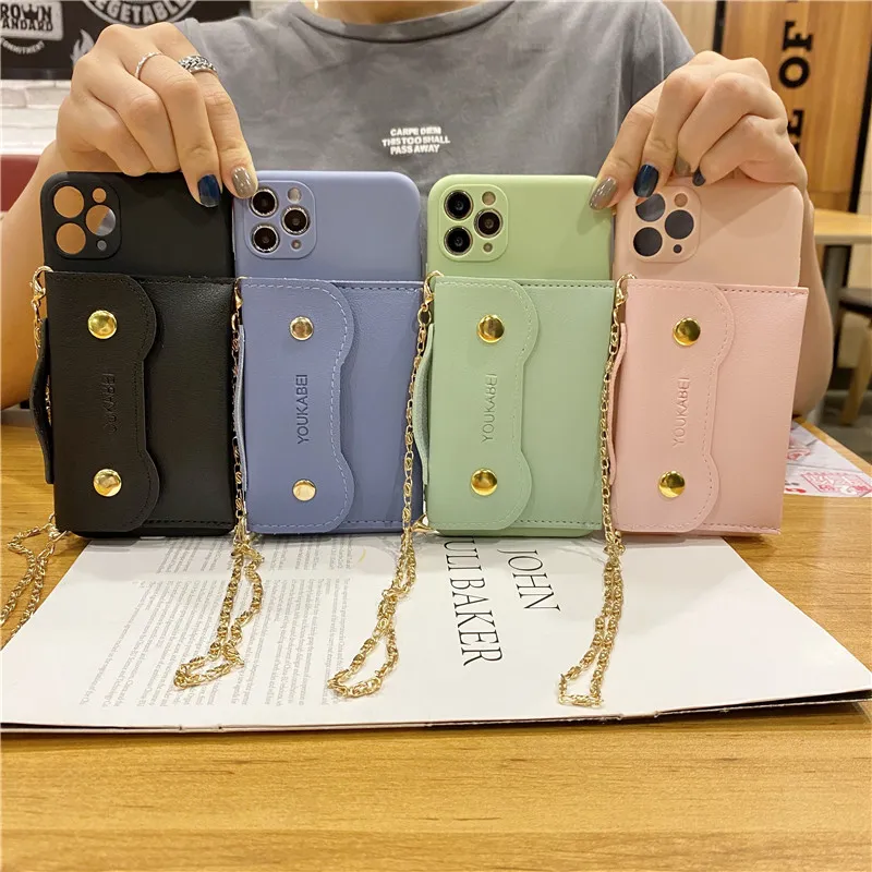 Silicone Fashion Chain Wallet Brief Capa Phone Case With Chain For ...