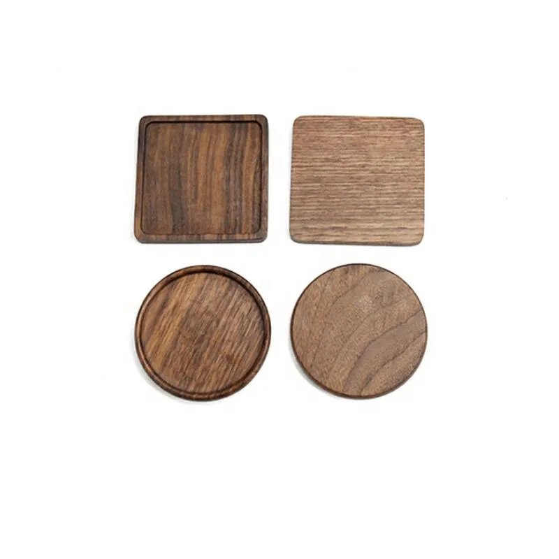 Black walnut wooden coaster Retro Insulation Cup Mat Household Square Round Coaster Insulation pads LX3327