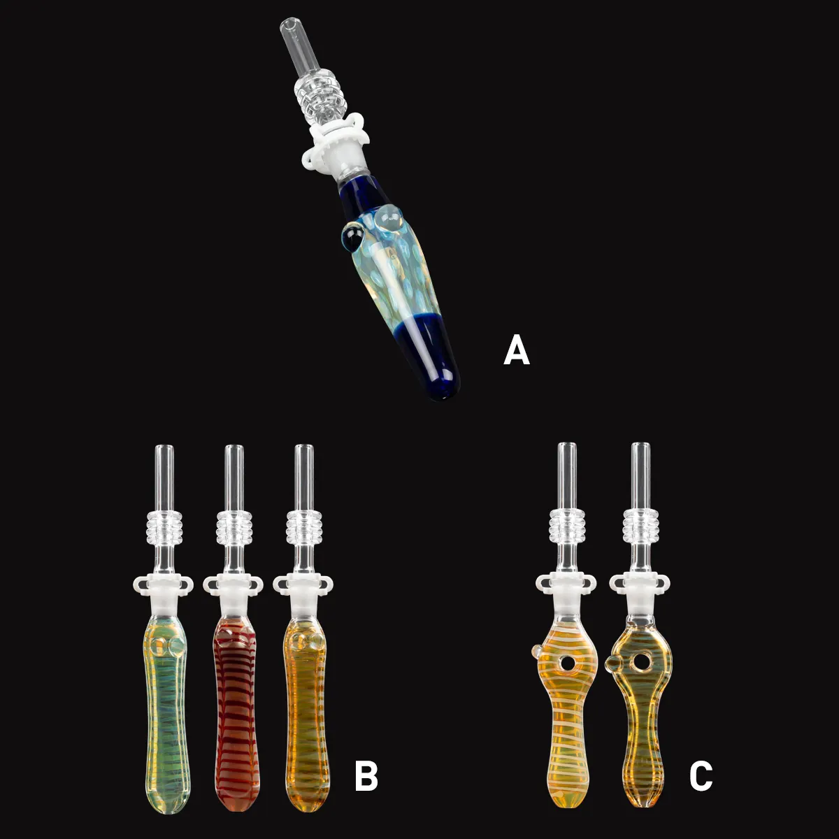 Rökningstillbehör Glass Nector Collector med 10mm kvarts Tips Keck Clip Silicone Container Reclaimer för Bong