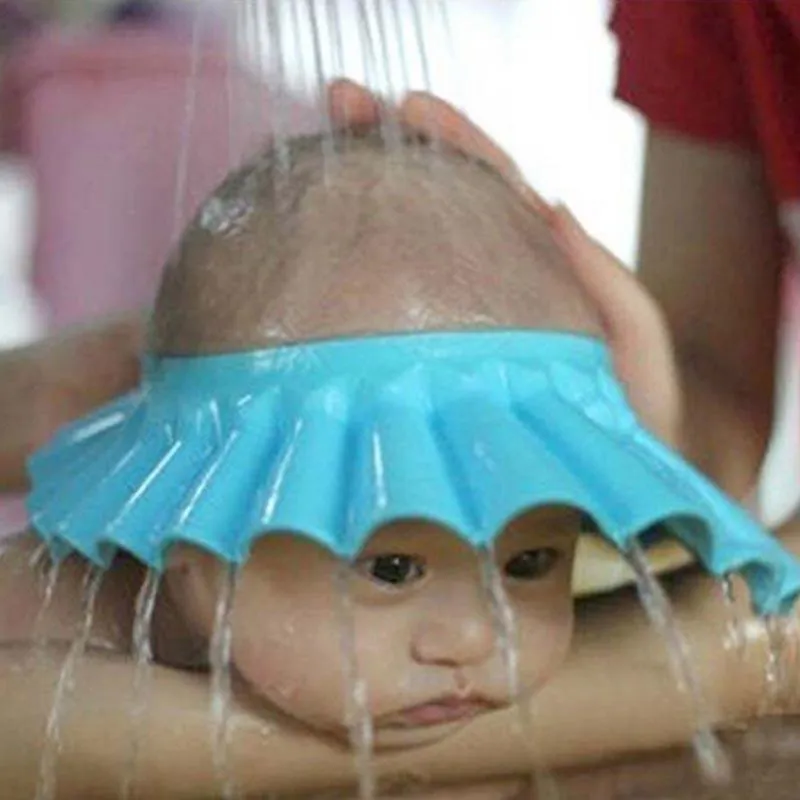 1PCS Soft Adjustable Baby Shower Cap Prevent Water Into Ear Protect Children Kid Shampoo Bath Wash Hair Shield Hat Waterproof