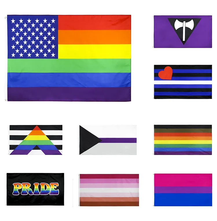 90x150cm Regenbogenfahnen und Banner Lesben Gay Pride Amerikanische Gay-Flagge Polyester Bunte Flagge zur Dekoration w-00286