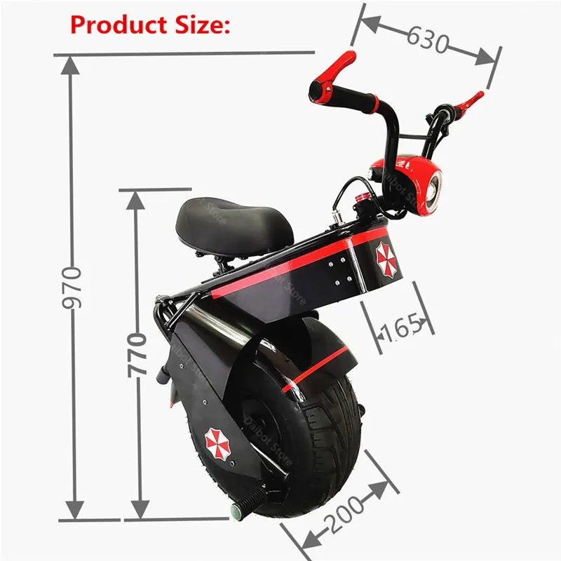 Electric Scooter 1500W One Wheel Self-balancing Scooter Motorcycle Seat 110KM 60V Electric Monowheel Scooter 18 Inch Wide Wheel (8)