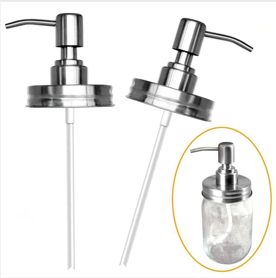 Mão Liquid Sabonete Dispensador De Aço Inoxidável Mason Jar Soap Loção de Substituição de Substituição Lotion Dispenser LID Banheiro Cozinha No Jars Lla367-P