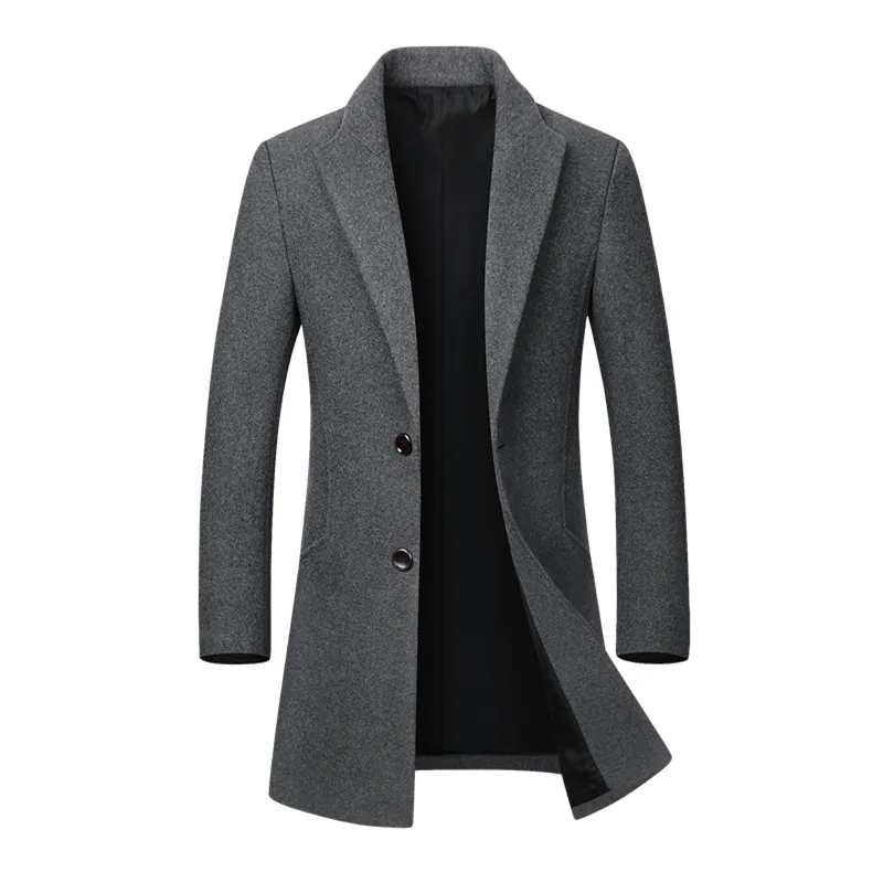 2020 겨울 캐주얼 두꺼운 모직 코트 남성용 스탠드 칼라 슬림 피트 재킷 Manteau Homme Peacoat Overcoat Trench Wool Parka Coats