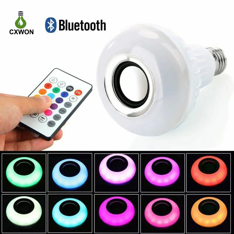 Bluetooth LED Bulb E27 12W Wireless Smart Bulb Lamp RGBW Audio Speaker Music Playing APP Remote Control