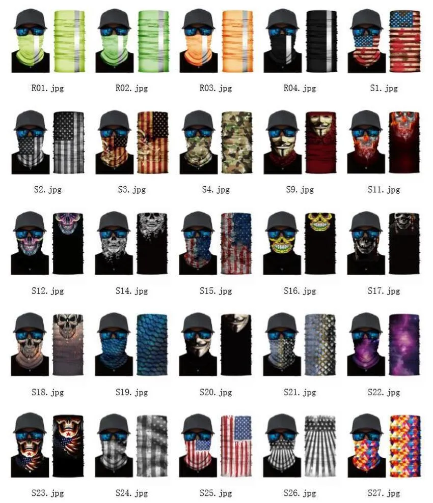 2020 3D Sport Neck Skull Cykelfiske Scarf Bandanas Shield Face Mask Headband Bandana Headwear Ring Scarf Cykel Balaclava