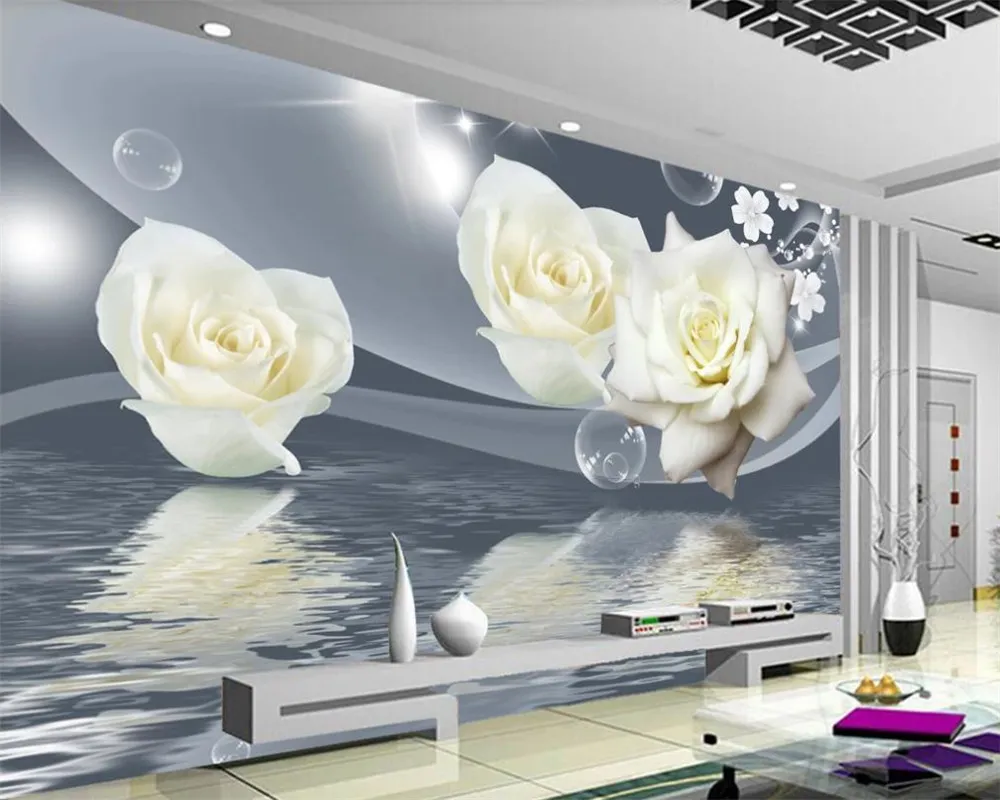 3Dモダンな壁紙写真3D壁紙壁画フレッシュとエレガントなバラの家の装飾リビングルーム寝室の壁の飾りHDの壁紙
