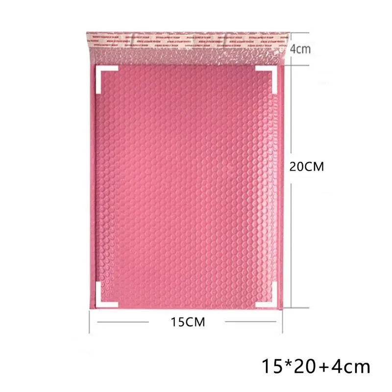 Enveloppe à Bulles en Aluminium, Rose Rouge, 15x20 + 4cm, pour
