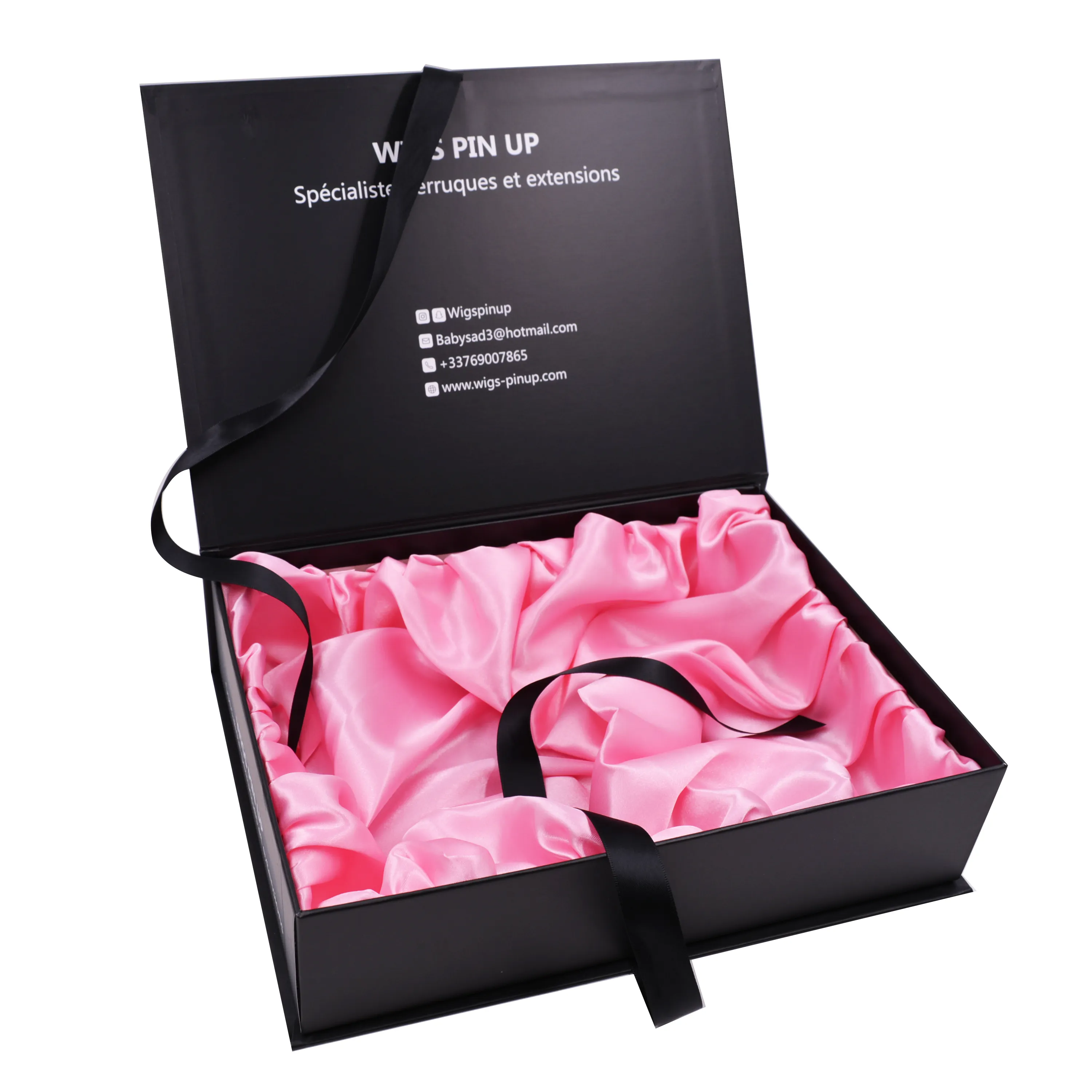 Ny design hårförlängning Presentkort Bokformad magnetisk Box Förpackning med satin silke insats