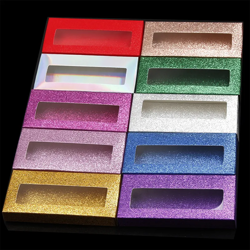 Boîte d'emballage pour cils vierges de 25mm de long, boîte en papier multicolore, boîte d'emballage de cils J0801