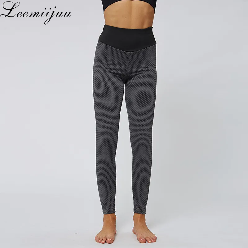 LEEMIIJUU High Waist Textured Yoga Pants For Women XXL Push Up