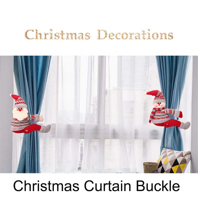 Cartoon Christmas Curtain Buckle Tieback Babbo Natale pupazzo di neve renne bambole Gancio per tende Decorazioni natalizie Decorazioni per la casa per feste festive