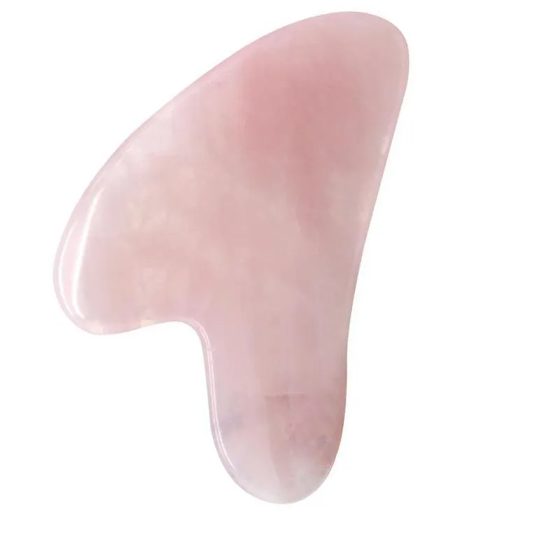 Rose Quartz Jade Guasha Facial Tools as Face Massager Natural Stone Scraper Chinese Gua Sha Pad for Skin Care Tool Gifts for Women Pink Manual Back Massagers Rock Set