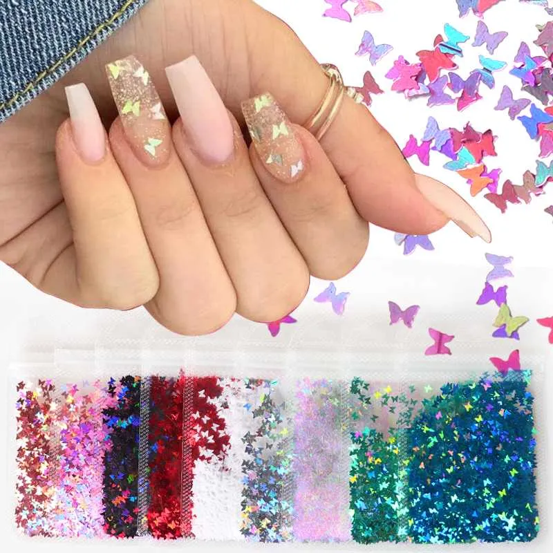 Star Nail Art Glitter - Hollow Laser Holographic Silver